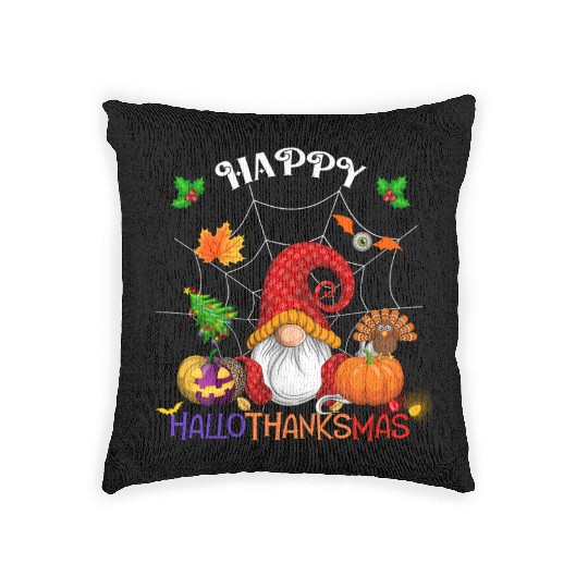 Happy HalloThanksMas Gnome Woven Pillows