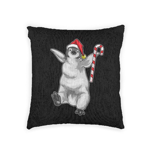 Penguin Christmas Candy cane Woven Pillows