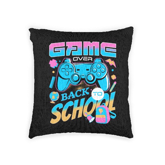 Game Over Back To School Happy First Day Of School Woven Pillows