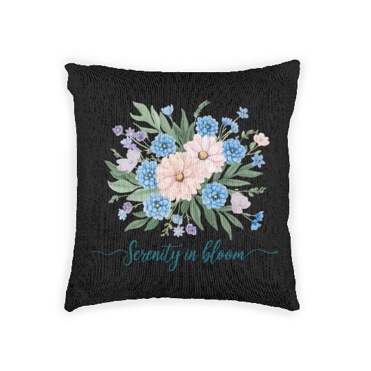 Floral Serenity “blue flowers” Woven Pillows