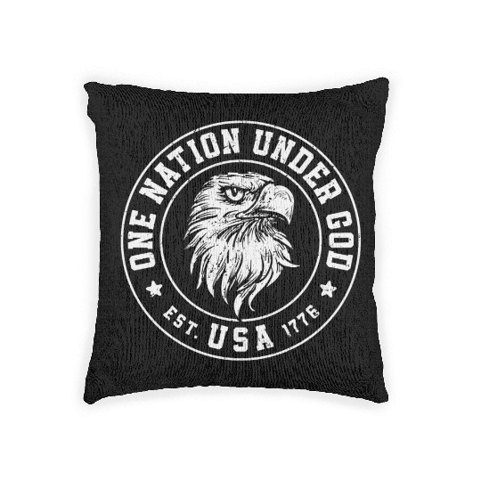 One Nation Under God Est. USA 1776 American Eagle Woven Pillows