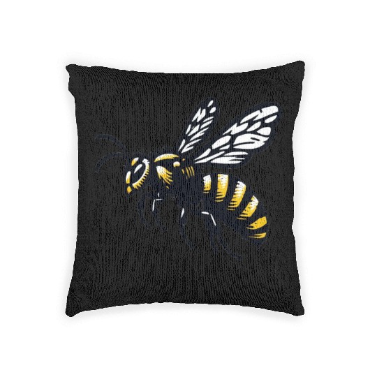 Two Color Wasp Insect Art 2 Woven Pillows