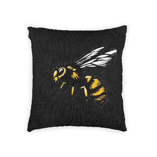 Two Color Wasp Insect Art 1 Woven Pillows