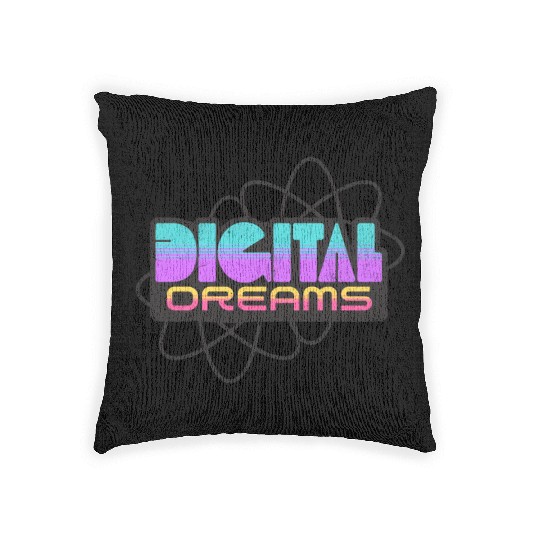 Digital Dreams - Retro Y2K Streetwear Design Woven Pillows
