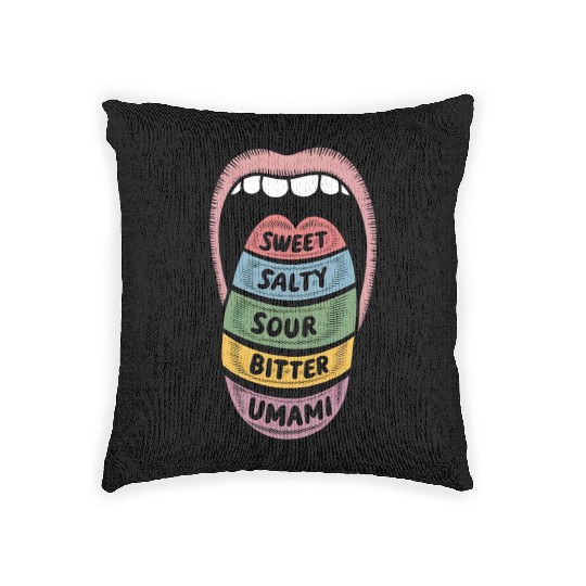 Sweet salty sour bitter umami Woven Pillows