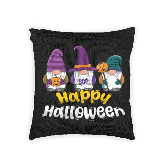 Happy Halloween Gnomes Cute Kawaii Woven Pillows