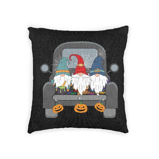 Halloween Gnomes Pumpkin Cute Creepy Halloween Woven Pillows