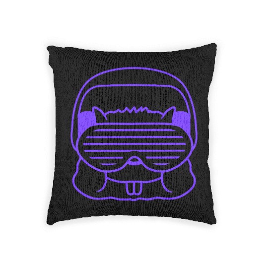 Cute DJ Hamster Party Animal Guinea Pig Pet Face Woven Pillows