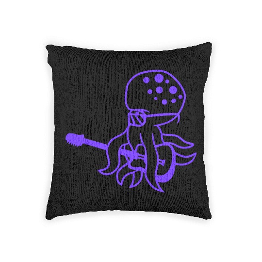 Cool Octopus Kraken Squid Plays Guitar Guitarist Woven Pillows