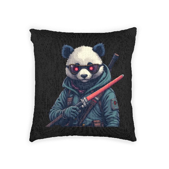 Panda Warrior Woven Pillows