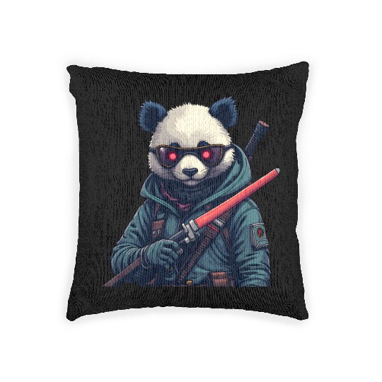 Panda Warrior Woven Pillows