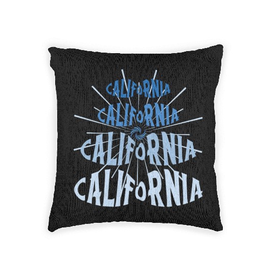 California West Coast Golden State Blue Graphic Woven Pillows