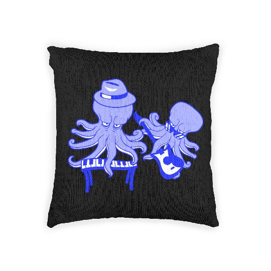 Two Octopus Kraken Squid Guitar Keyboard Band Team Woven Pillows