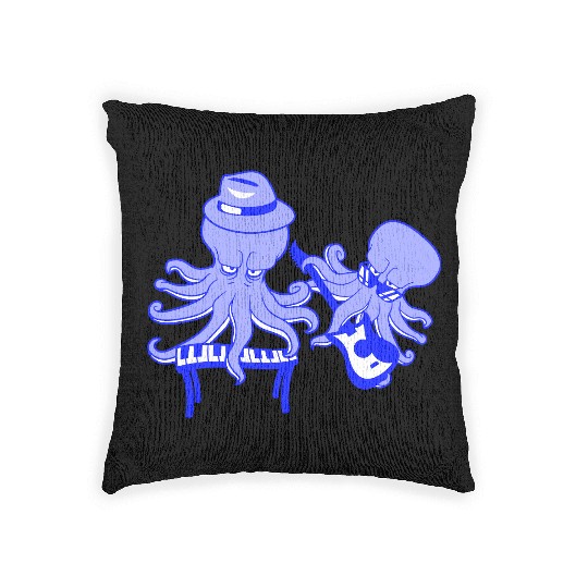 Two Octopus Kraken Squid Guitar Keyboard Band Team Woven Pillows