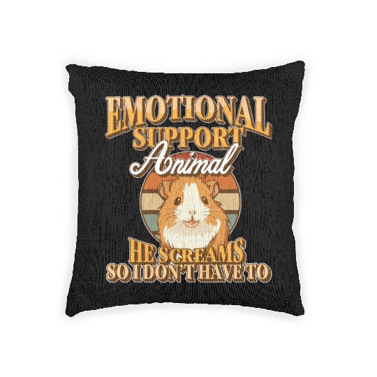 Emotional Support Animal He Screams Guinea Pig Woven Pillows