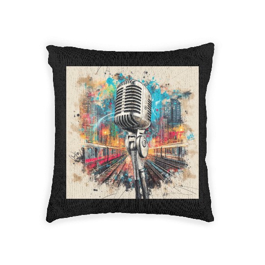 NYC Microphone AT Subway Woven Pillows