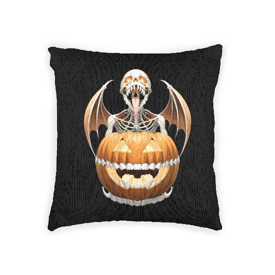 "Heavy Metal Skeletons and Skulls Halloween Art Woven Pillows