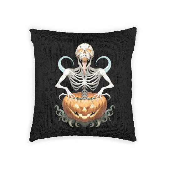 Heavy Metal Skeletons and Skulls Halloween Art Woven Pillows