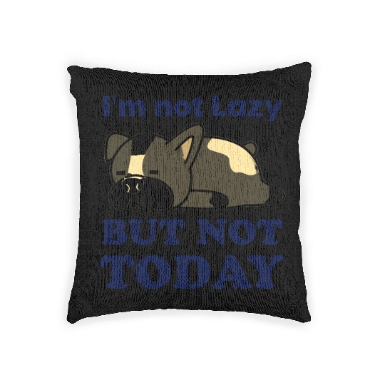 Relaxing Bulldog Graphic: Embrace Your Lazy Day Woven Pillows
