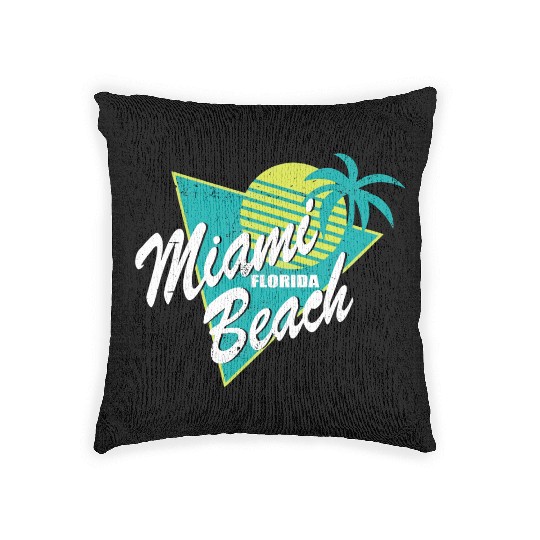 Miami Florida Beach Woven Pillows