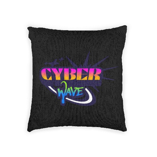 Cyber Wave - Neon Streetwear for Y2K fans Woven Pillows