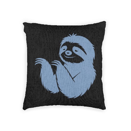 Cool sloth silhouette portrait face head Woven Pillows