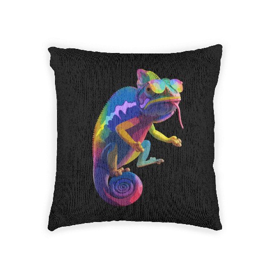 Psychedelic Chameleon Vibes Woven Pillows