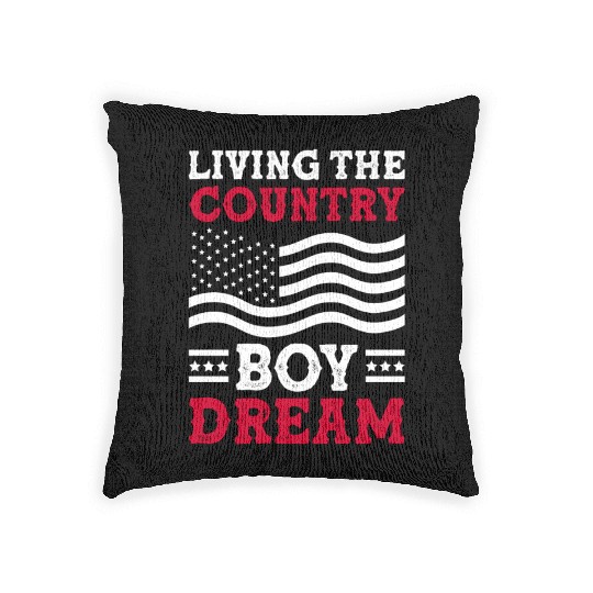 Small Town Us Flag Country Livin Boy Woven Pillows