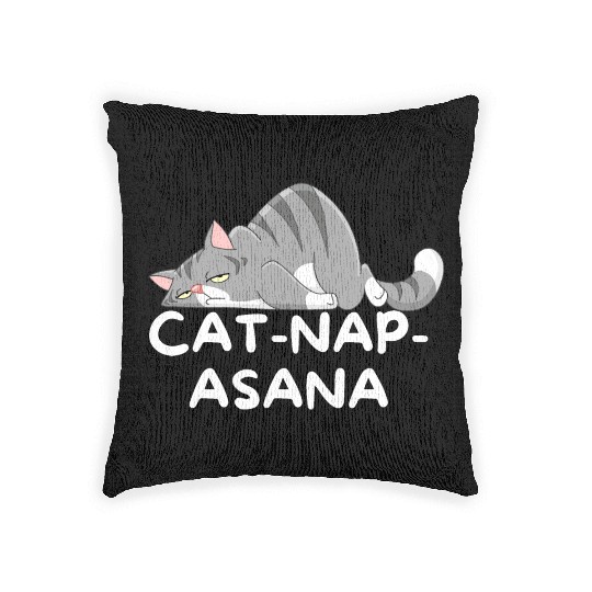 Funny Cat-Nap-Asana sleeping yoga Woven Pillows