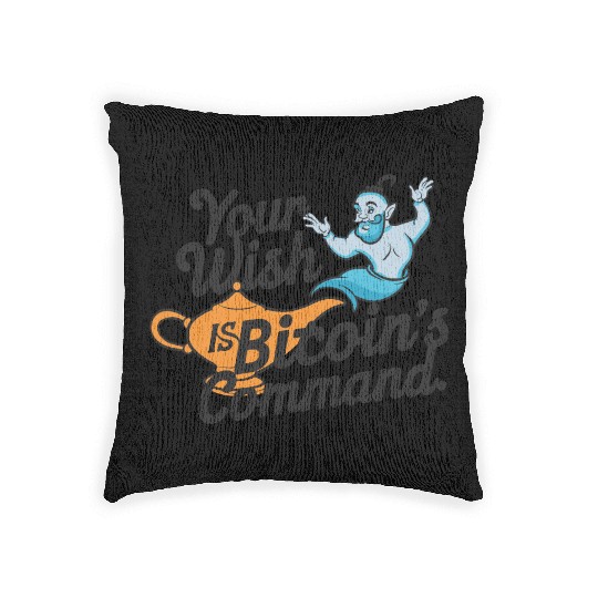 Bitcoin Genie - Your Wish is Bitcoin's Command Woven Pillows
