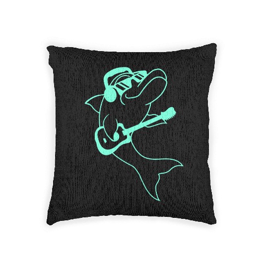 Cool Dolphin Playing Guitar Headphone Sunglasses Woven Pillows