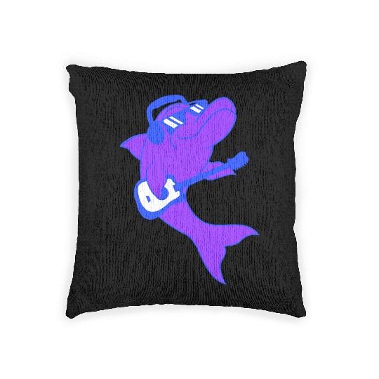 Cool Dolphin Playing Guitar Headphone Sunglasses Woven Pillows