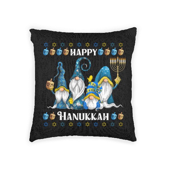 "Hanukkah Gnome" Wishing You a Happy Hanukkah Woven Pillows