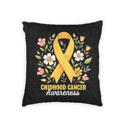 Childhood Cancer Awareness Hippie Flower Ribbon Woven Pillows