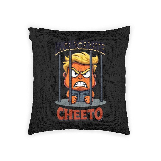 Incarcerate Cheeto Anti-Trump Political Satire Woven Pillows