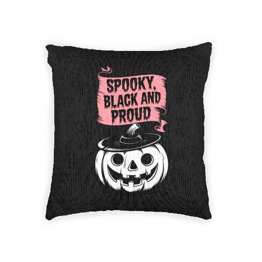 Spooky Black and Proud Woven Pillows