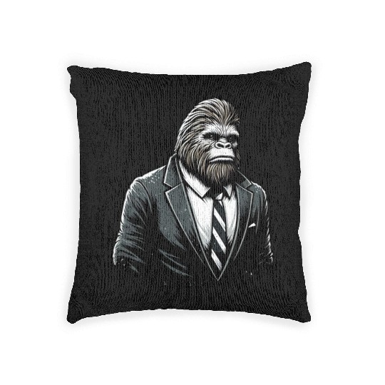 All Business Bigfoot - Funny Stylish Sasquatch Woven Pillows