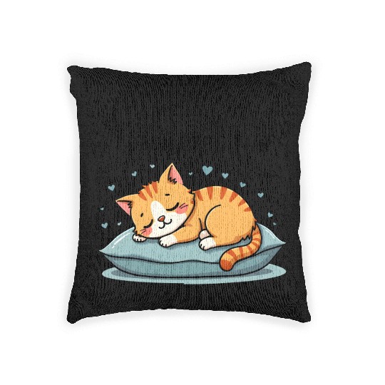 Cute Cat Nap Lover Funny Sleepy Naptime Humor Woven Pillows