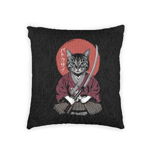 Neko Battousai Samurai Cat Classic Woven Pillows