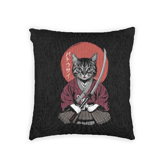 Neko Battousai Samurai Cat Classic Woven Pillows
