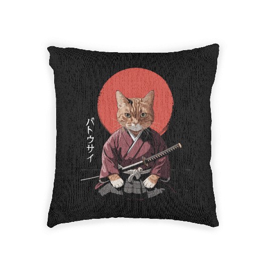 Neko Battousai Samurai Cat Classic Woven Pillows
