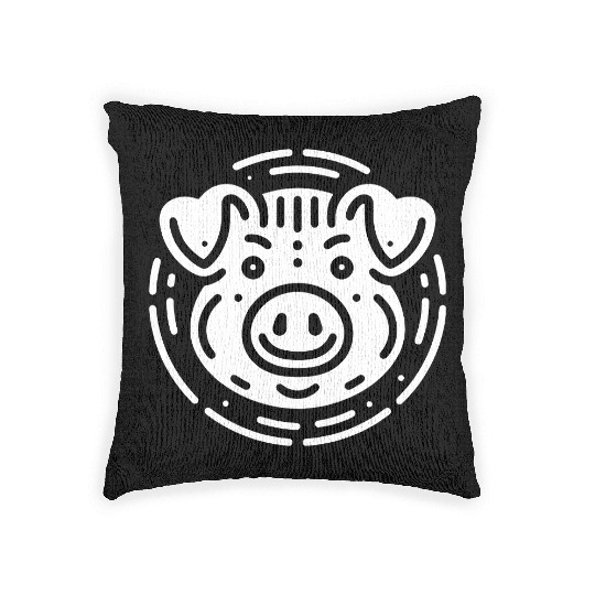 Pig face cute pigs vector farm animal path16 Woven Pillows