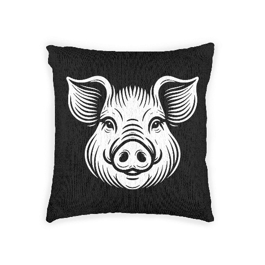 Pig face pigs vector farm animal path18 Woven Pillows