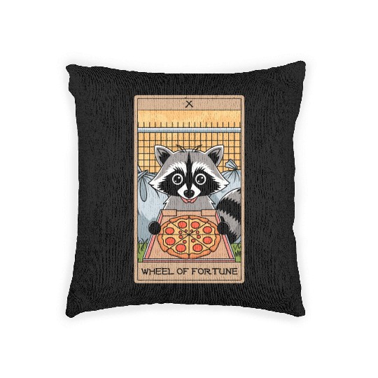 Wheel of Fortune Raccoons Tarot Card Woven Pillows