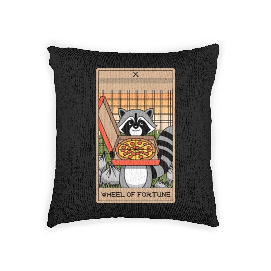Wheel of Fortune Raccoons Tarot Card Woven Pillows
