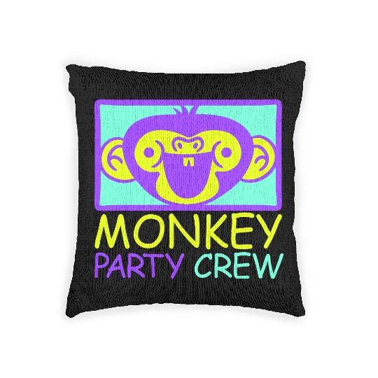 Monkey Chimpanzee Party Animals Crew Team Friends Woven Pillows