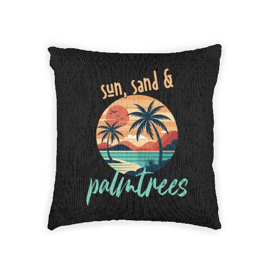 Sun, sand, and palm trees! Woven Pillows