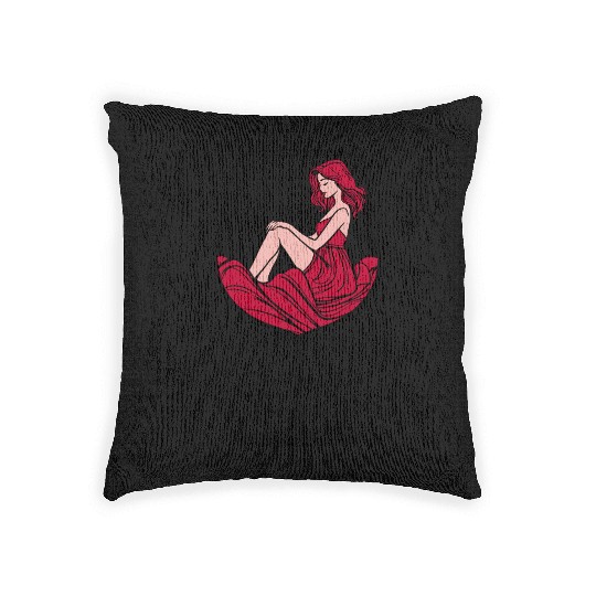 Lady in Red Wine Glass Woven Pillows