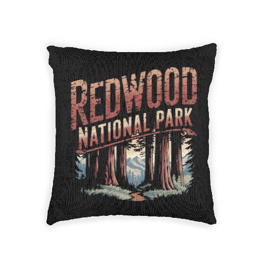 Redwood National park vintage Woven Pillows