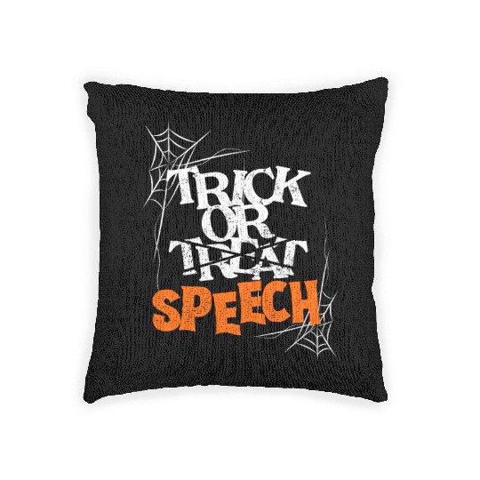 Trick Or Speech Halloween Speech Therapy SLP Woven Pillows